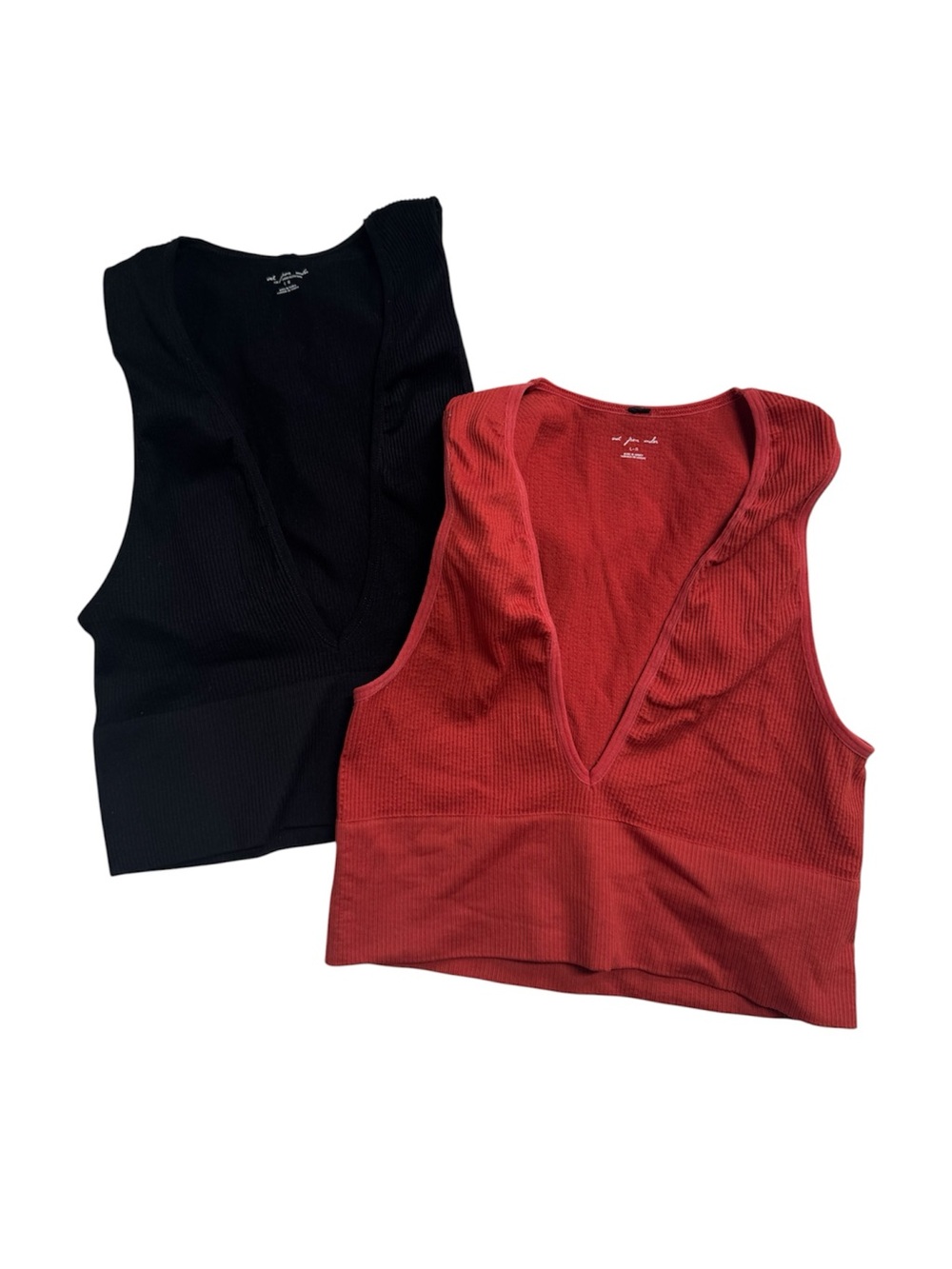 Out From Under Ribbed Cropped Tank V-Neck - Picture 1 of 7
